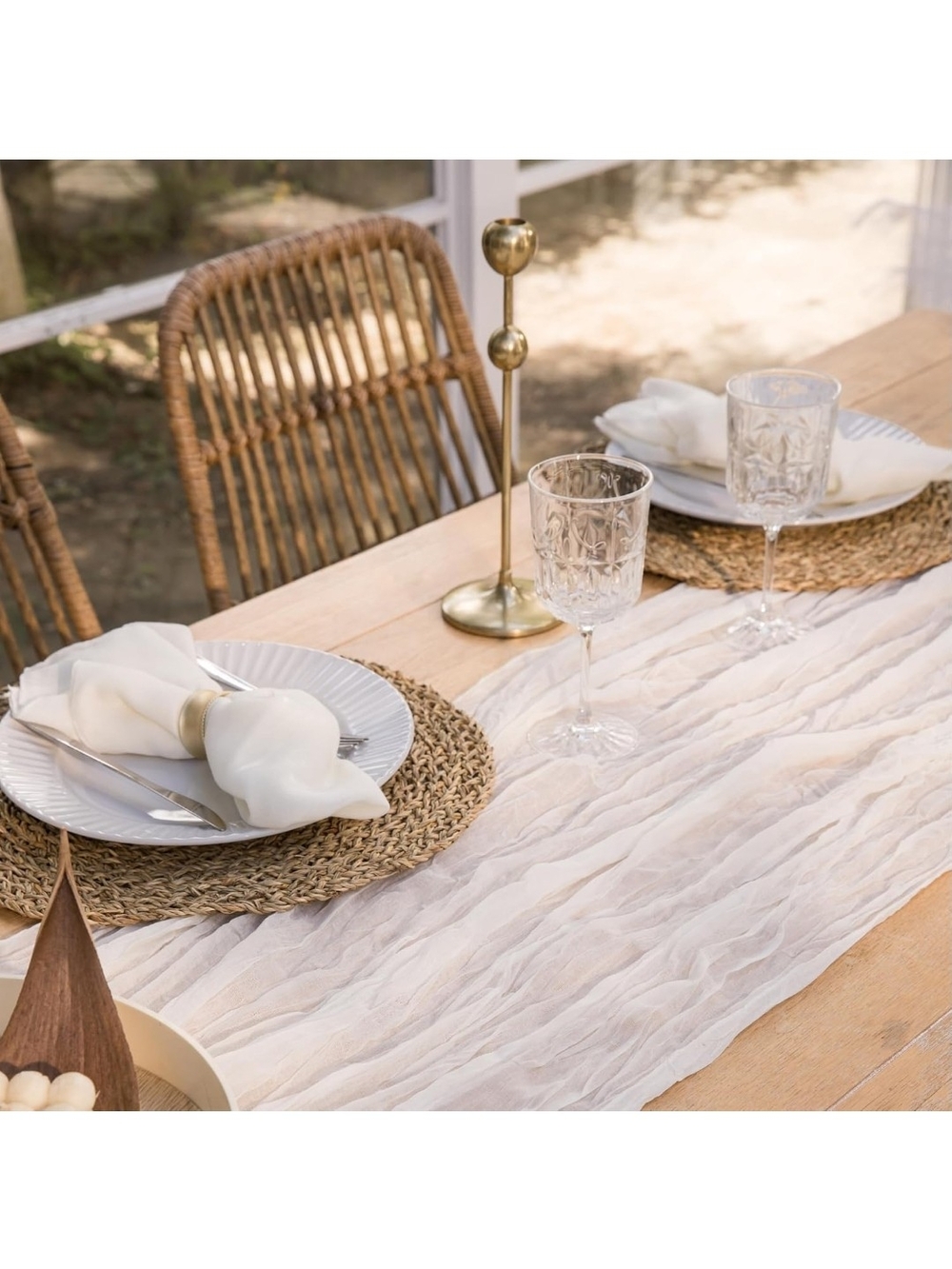 3 Pack Ivory Cheesecloth Table Runners 16'